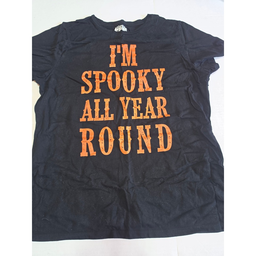 Open Trails Mens Black Im Spooky All Year Round Graphic T-Shirt Large